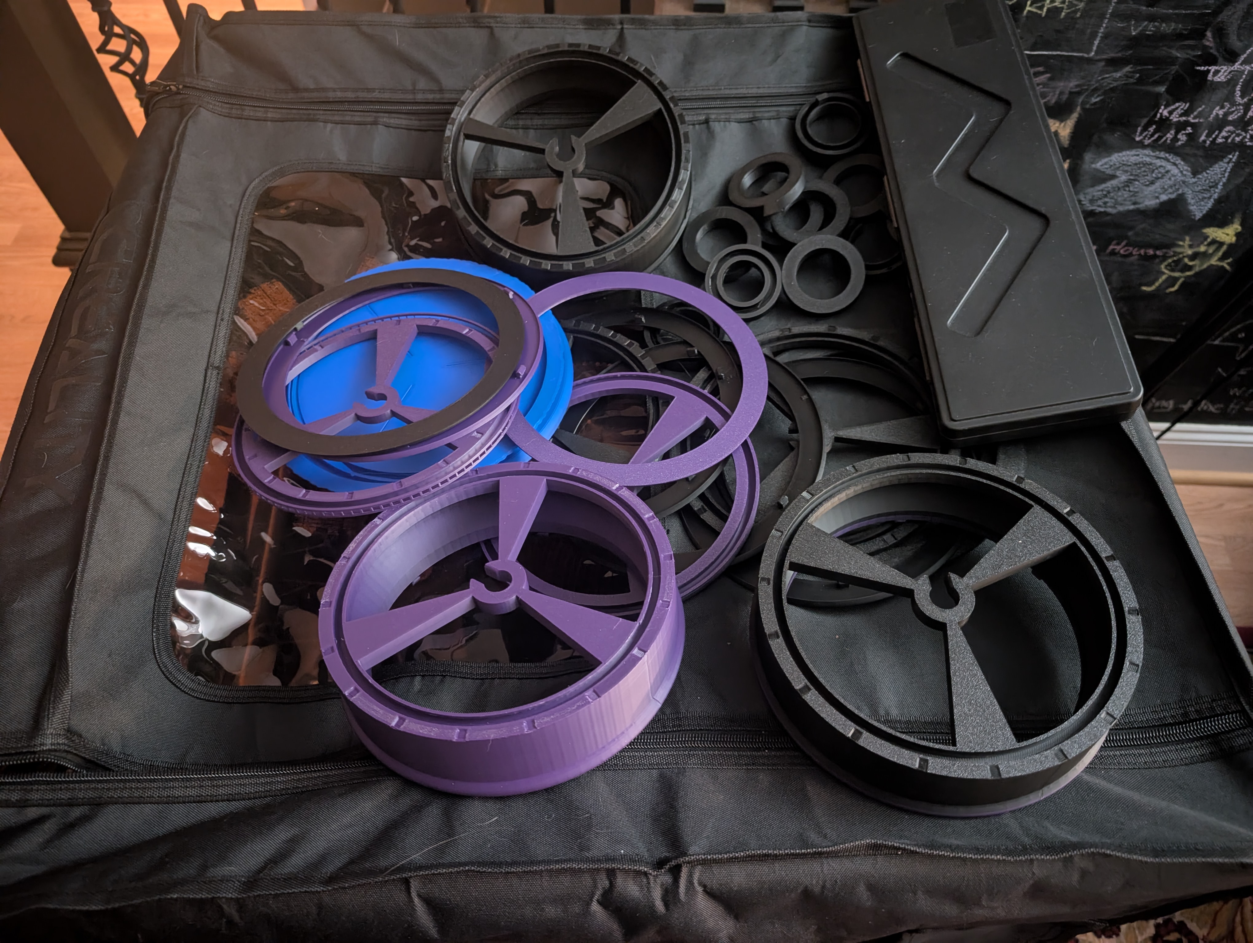Multicolored 3d print scraps of discs